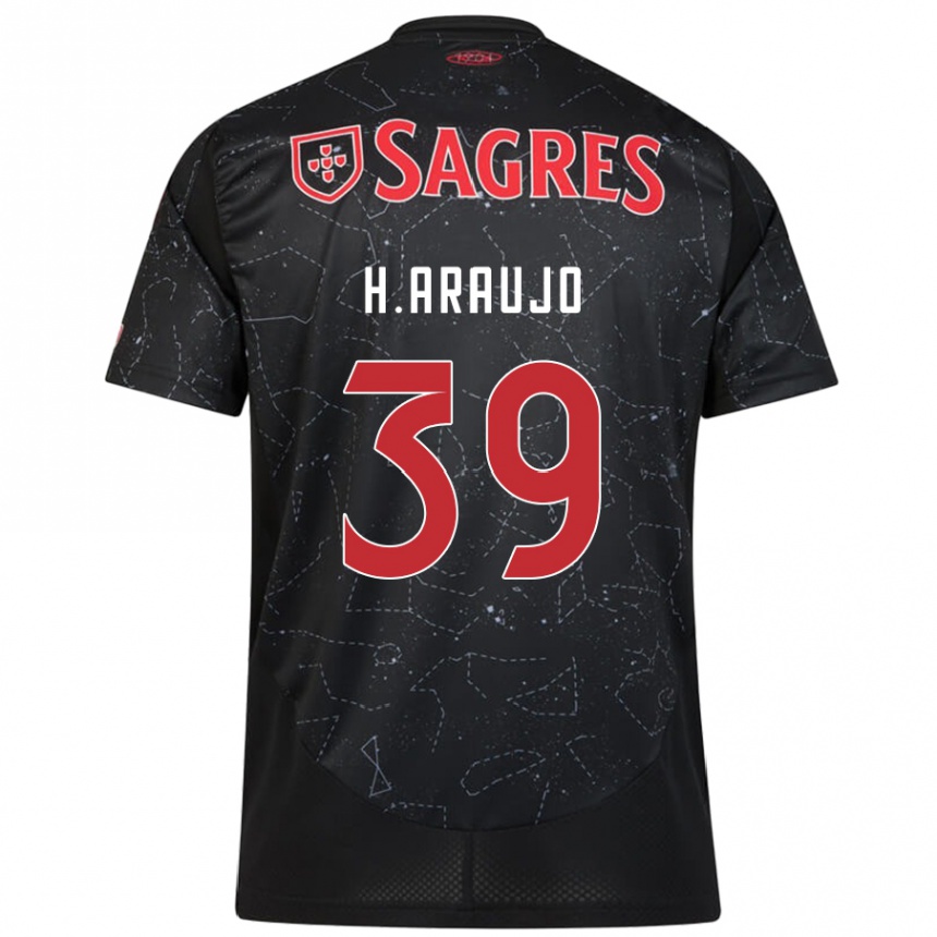 Kids Football Henrique Araujo #39 Black Red Away Jersey 2024/25 T-Shirt Nz