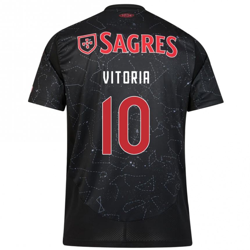 Kids Football Ana Vitoria #10 Black Red Away Jersey 2024/25 T-Shirt Nz