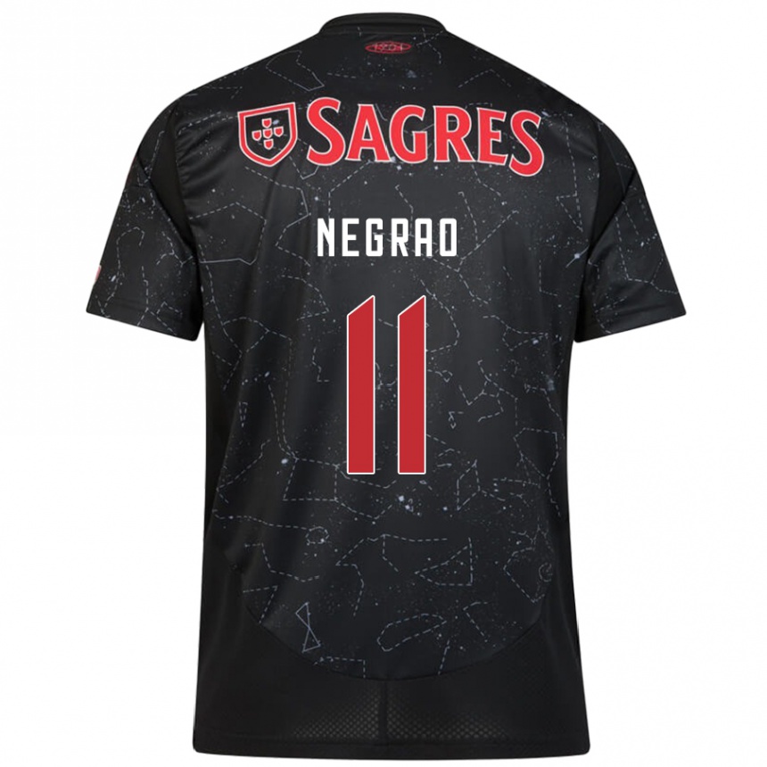 Kids Football Maria Negrao #11 Black Red Away Jersey 2024/25 T-Shirt Nz