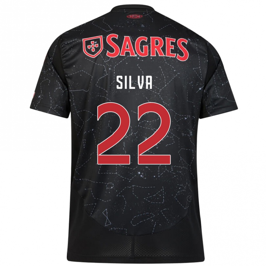 Kids Football Amelia Silva #22 Black Red Away Jersey 2024/25 T-Shirt Nz