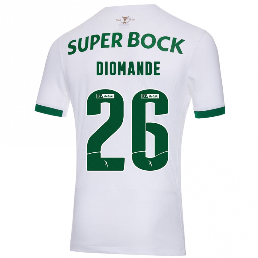 Kids Football Ousmane Diomande #26 White Green Away Jersey 2024/25 T-Shirt Nz