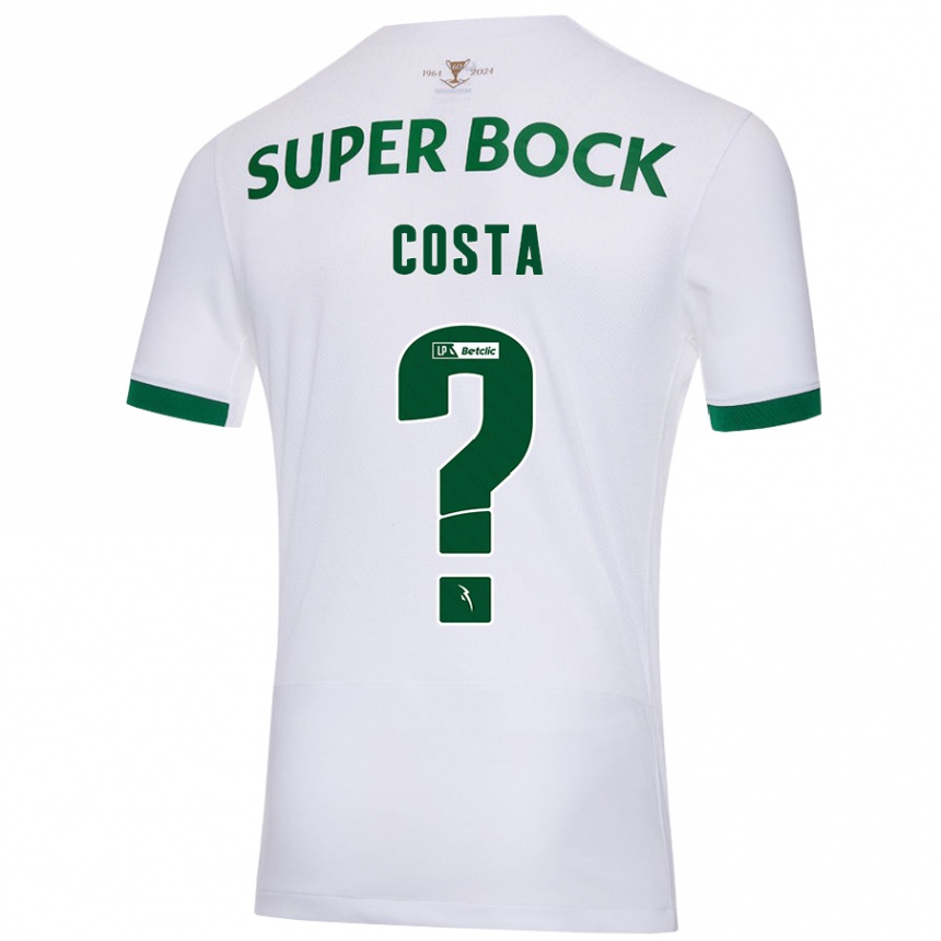 Kids Football Daniel Costa #0 White Green Away Jersey 2024/25 T-Shirt Nz