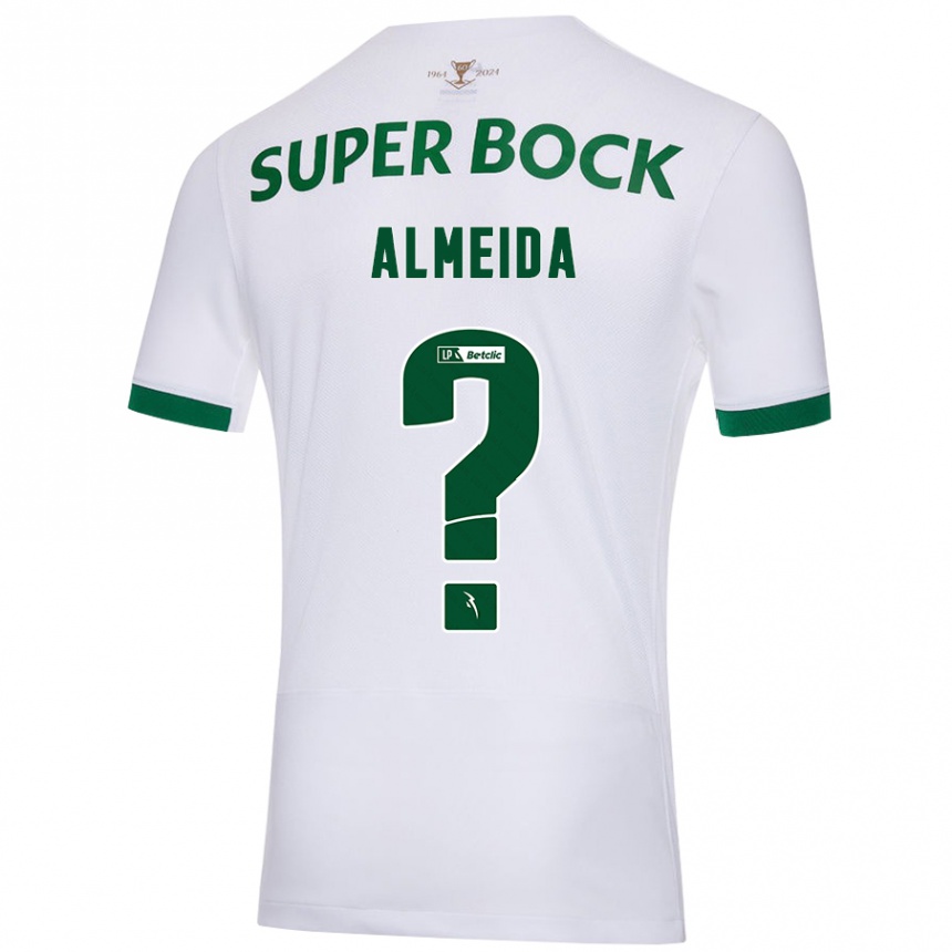 Kids Football Miguel Almeida #0 White Green Away Jersey 2024/25 T-Shirt Nz