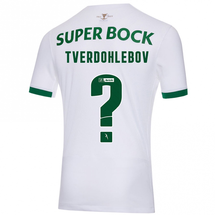 Kids Football Alex Tverdohlebov #0 White Green Away Jersey 2024/25 T-Shirt Nz