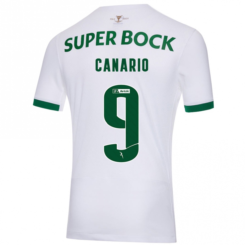 Kids Football Francisco Canário #9 White Green Away Jersey 2024/25 T-Shirt Nz