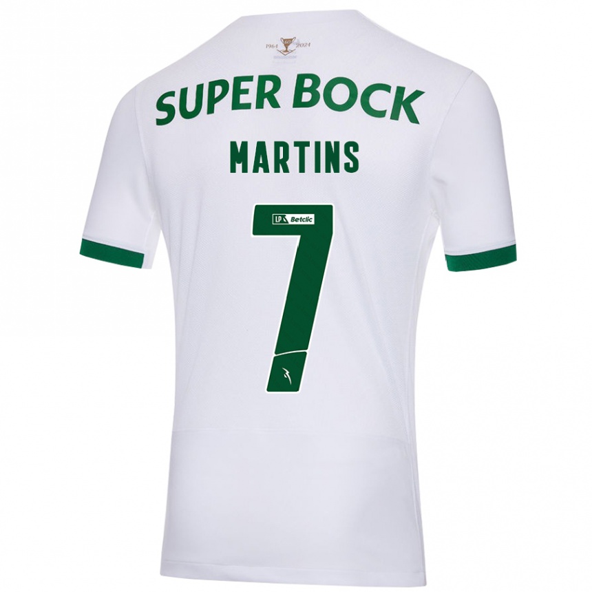 Kids Football Joana David Carromeu Martins #7 White Green Away Jersey 2024/25 T-Shirt Nz