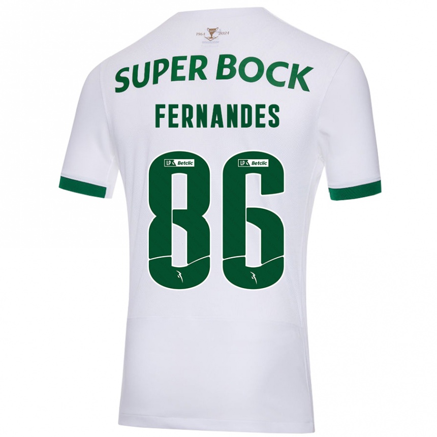 Kids Football Emanuel Fernandes #86 White Green Away Jersey 2024/25 T-Shirt Nz