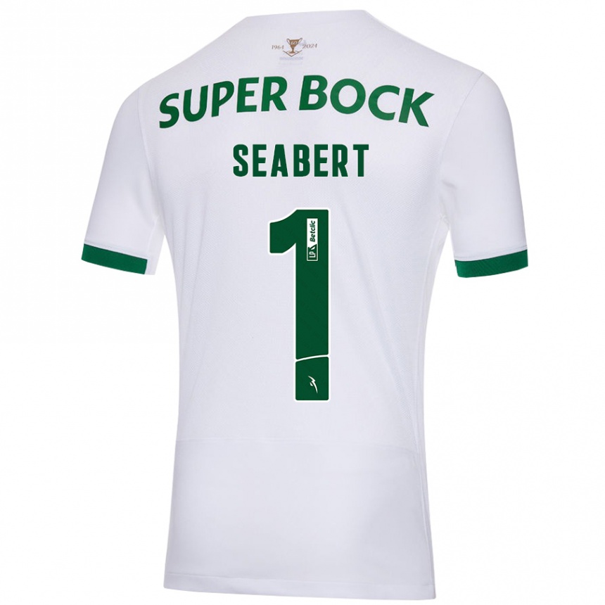 Kids Football Hannah Grace Seabert #1 White Green Away Jersey 2024/25 T-Shirt Nz