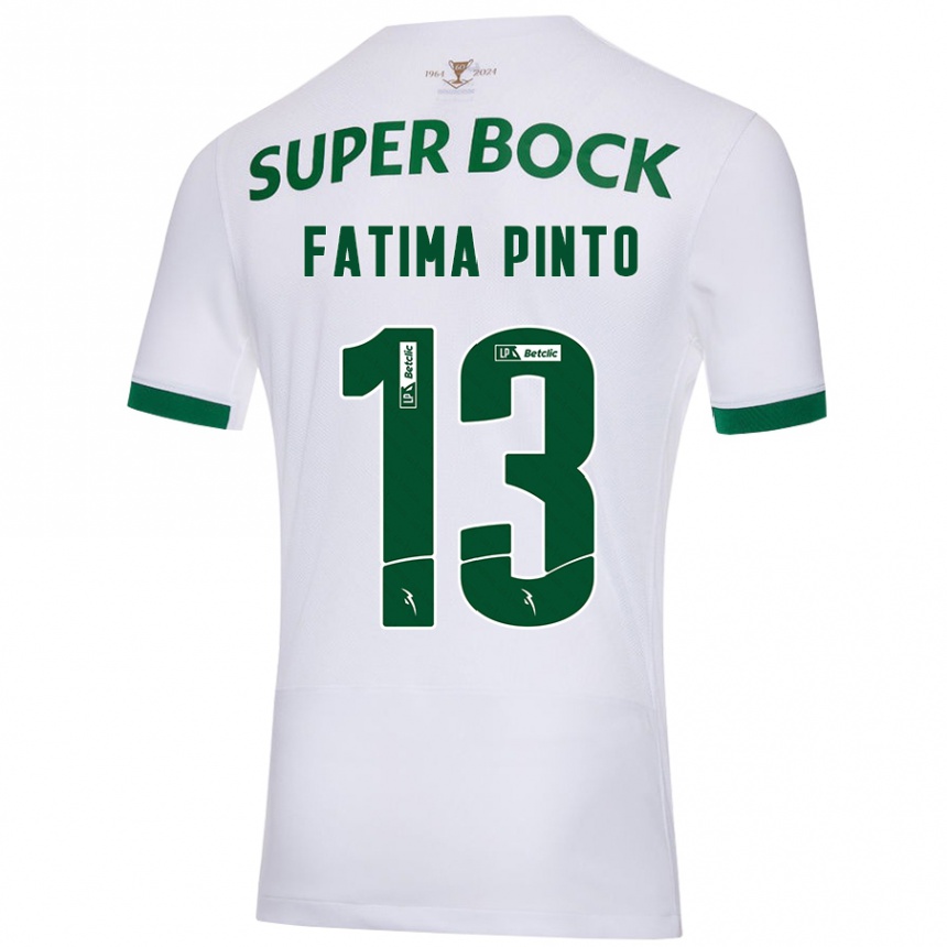 Kids Football Fátima Alexandra Figueira Pinto #13 White Green Away Jersey 2024/25 T-Shirt Nz