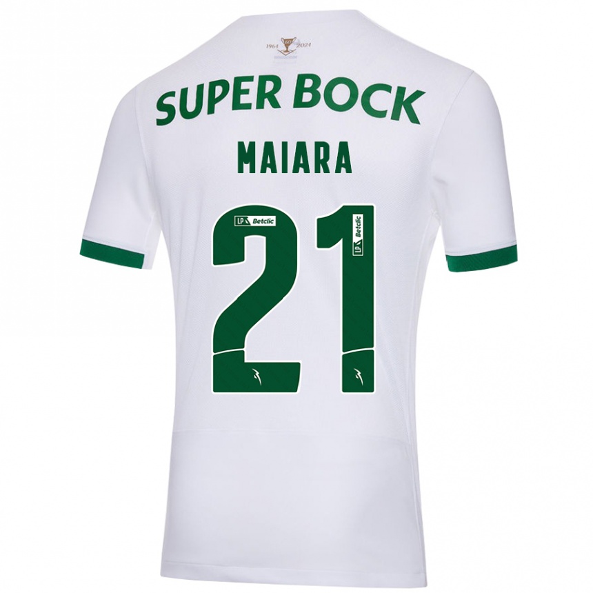 Kids Football Maiara Carolina Niehues #21 White Green Away Jersey 2024/25 T-Shirt Nz