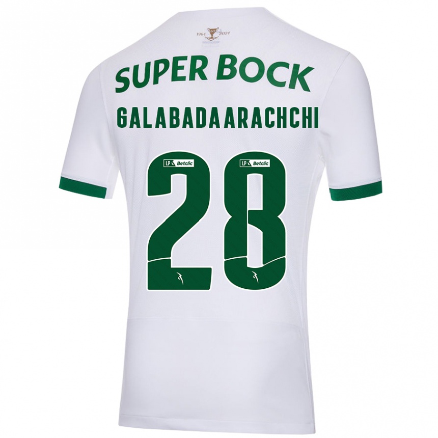 Kids Football Jacinta Galabadaarachchi #28 White Green Away Jersey 2024/25 T-Shirt Nz