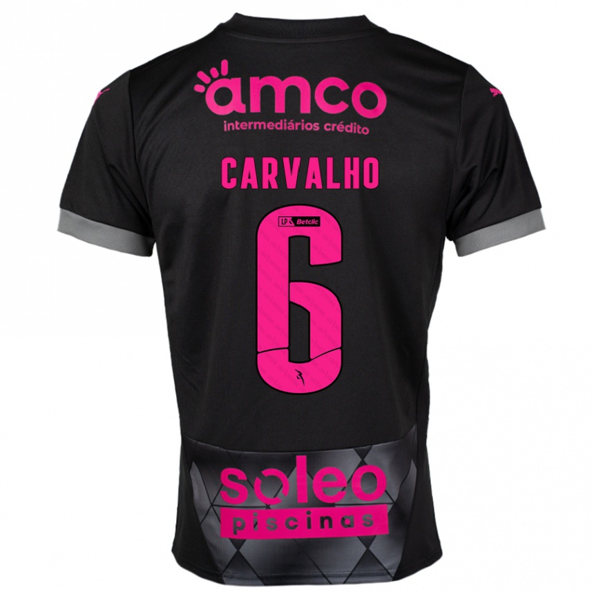 Kids Football Vitor Carvalho #6 Black Pink Away Jersey 2024/25 T-Shirt Nz