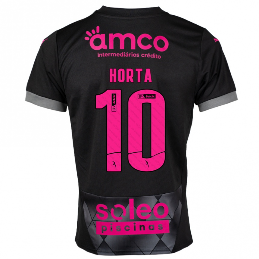 Kids Football André Horta #10 Black Pink Away Jersey 2024/25 T-Shirt Nz