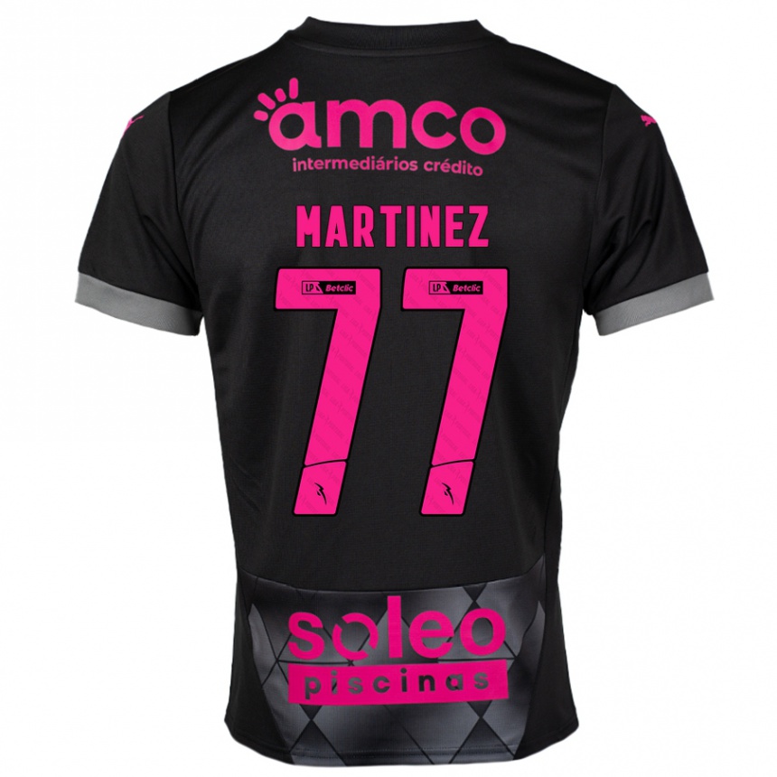 Kids Football Gabri Martínez #77 Black Pink Away Jersey 2024/25 T-Shirt Nz