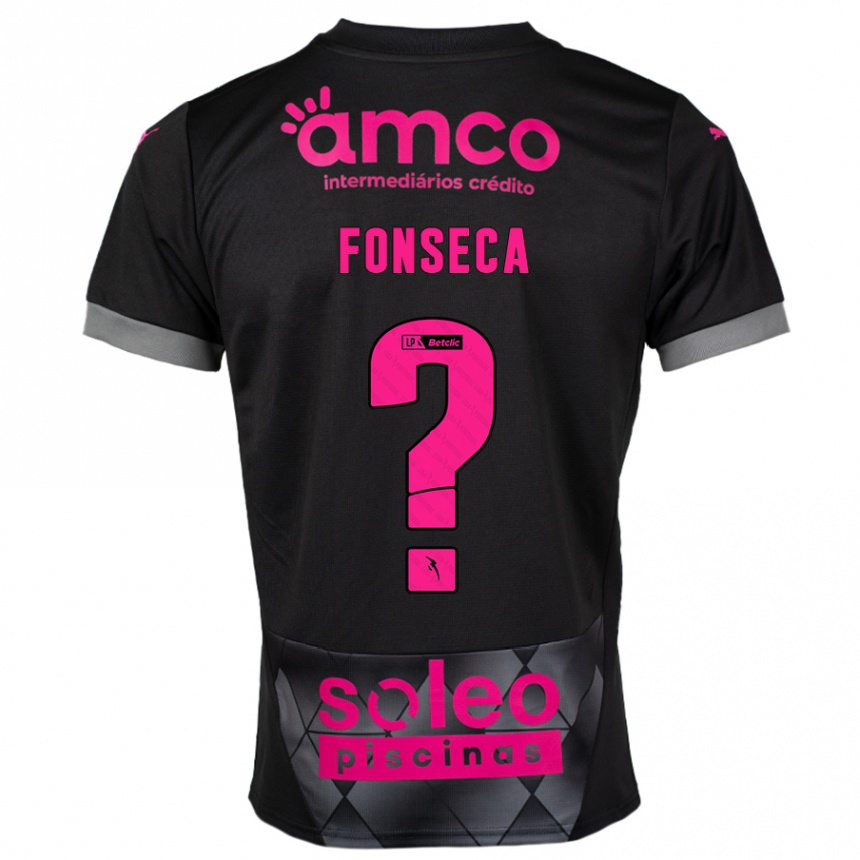 Kids Football Diogo Fonseca #0 Black Pink Away Jersey 2024/25 T-Shirt Nz