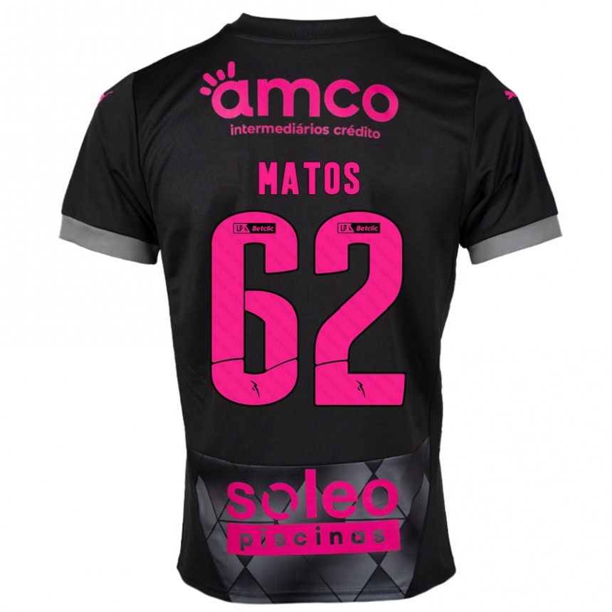 Kids Football Nuno Matos #62 Black Pink Away Jersey 2024/25 T-Shirt Nz