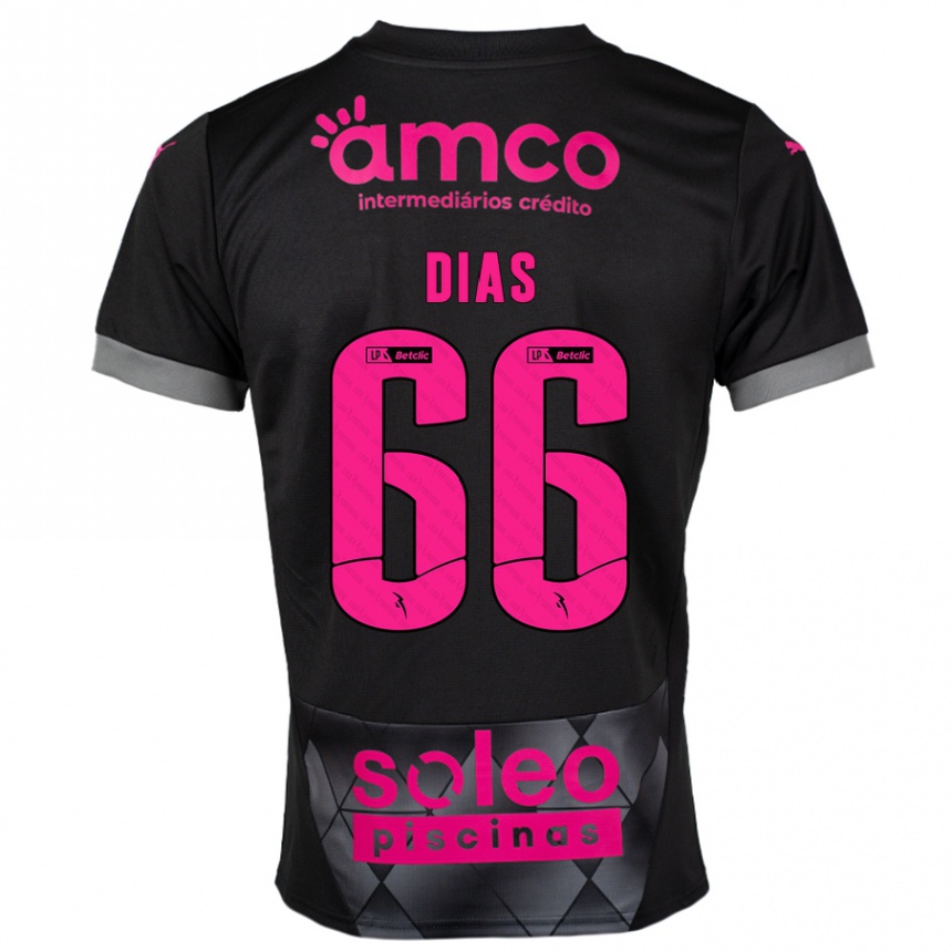 Kids Football Gonçalo Dias #66 Black Pink Away Jersey 2024/25 T-Shirt Nz