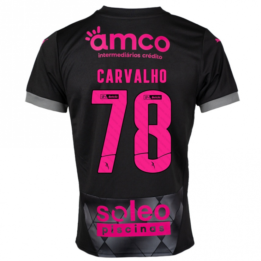 Kids Football João Carvalho #78 Black Pink Away Jersey 2024/25 T-Shirt Nz