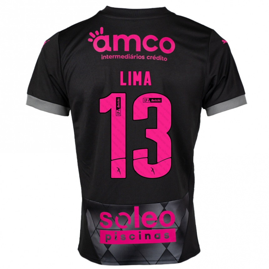 Kids Football Aline Lima #13 Black Pink Away Jersey 2024/25 T-Shirt Nz