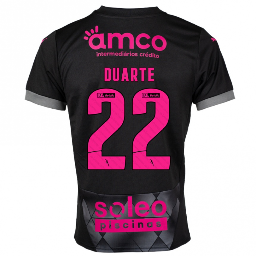 Kids Football Vânia Duarte #22 Black Pink Away Jersey 2024/25 T-Shirt Nz