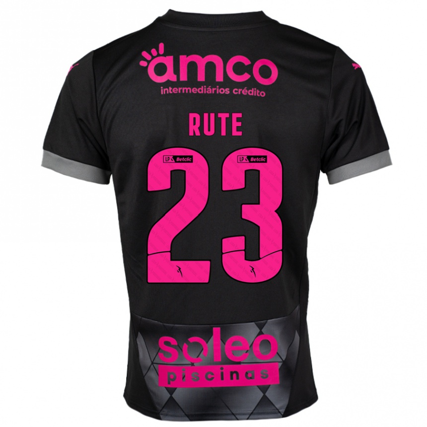 Kids Football Ana Rute #23 Black Pink Away Jersey 2024/25 T-Shirt Nz