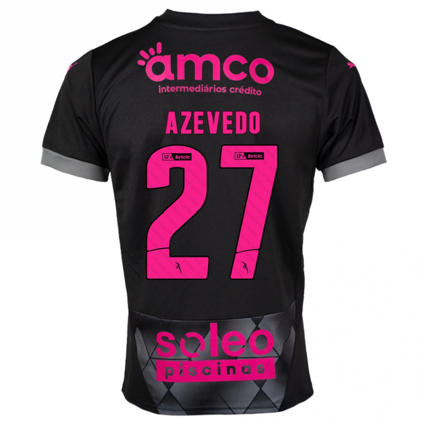 Kids Football Mariana Azevedo #27 Black Pink Away Jersey 2024/25 T-Shirt Nz