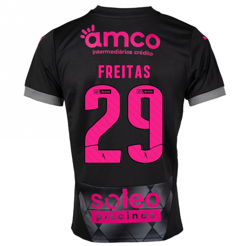 Kids Football Mylena Freitas #29 Black Pink Away Jersey 2024/25 T-Shirt Nz