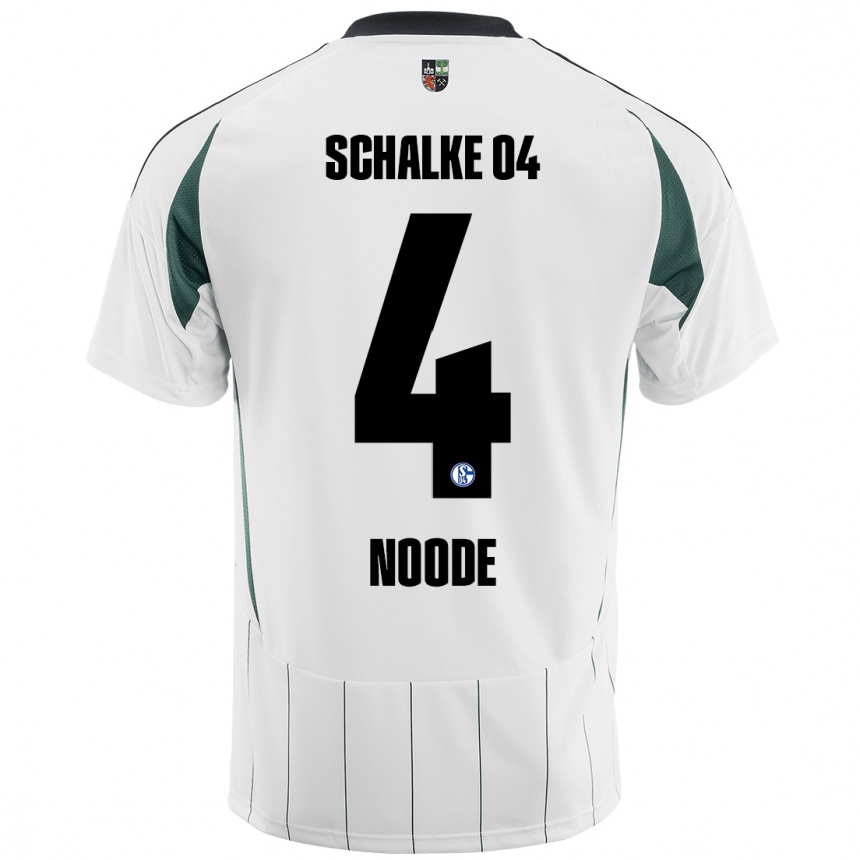 Kids Football Steve Noode #4 White Green Away Jersey 2024/25 T-Shirt Nz