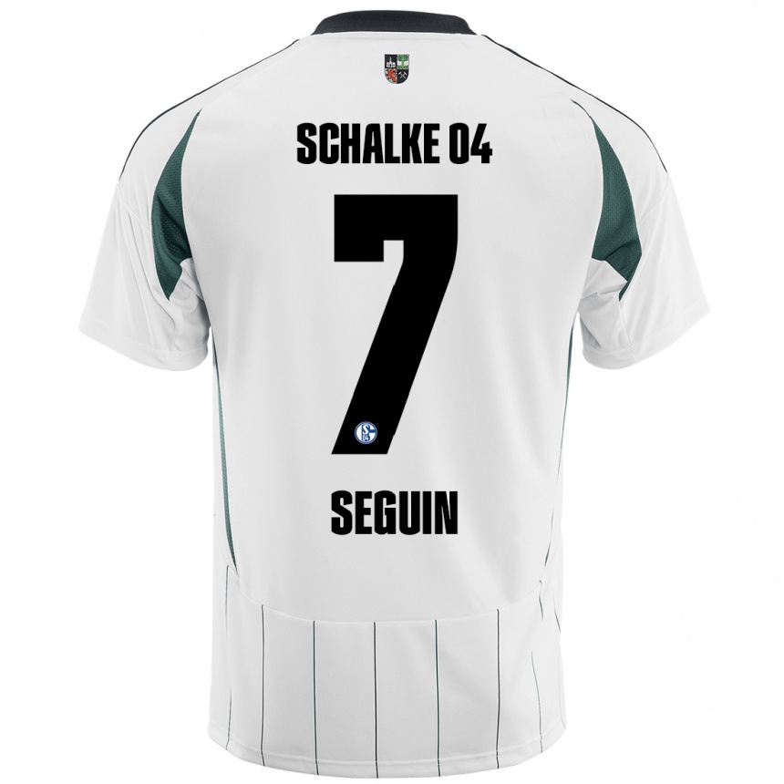 Kids Football Paul Seguin #7 White Green Away Jersey 2024/25 T-Shirt Nz