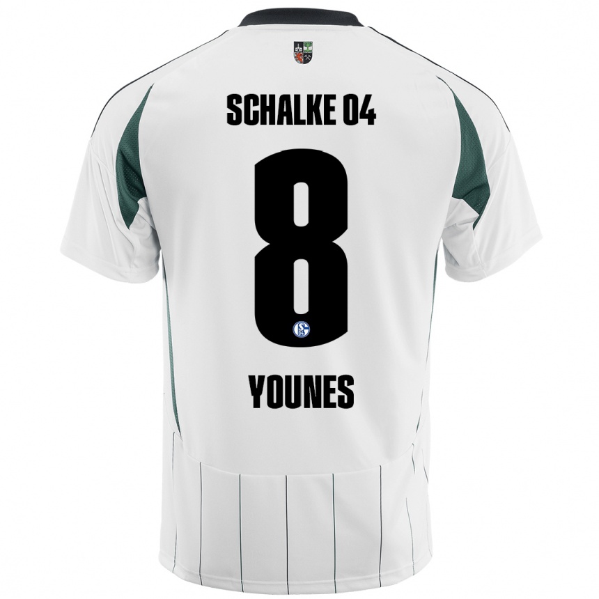 Kids Football Amin Younes #8 White Green Away Jersey 2024/25 T-Shirt Nz