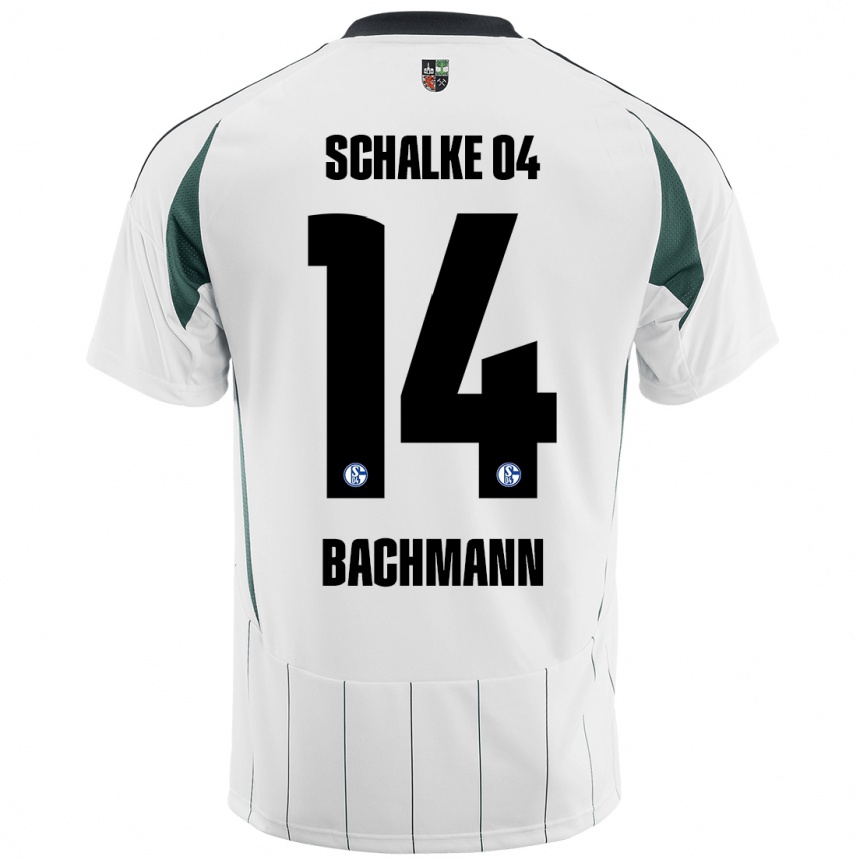 Kids Football Janik Bachmann #14 White Green Away Jersey 2024/25 T-Shirt Nz