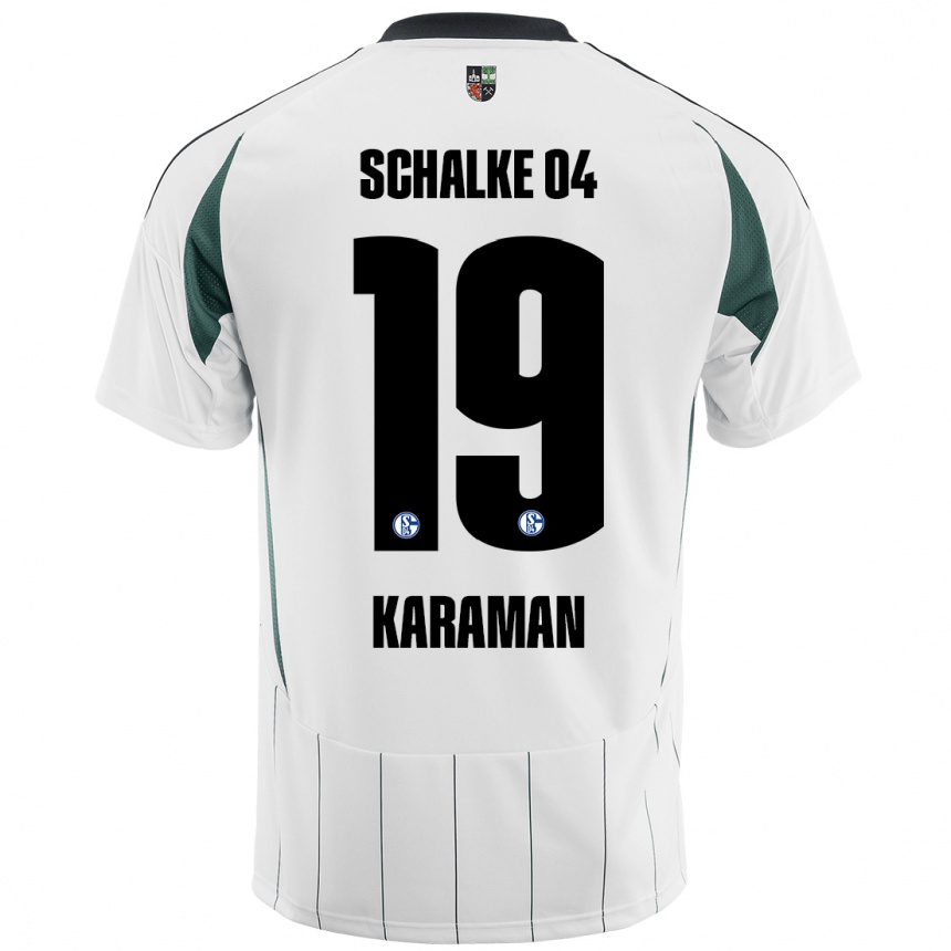 Kids Football Kenan Karaman #19 White Green Away Jersey 2024/25 T-Shirt Nz