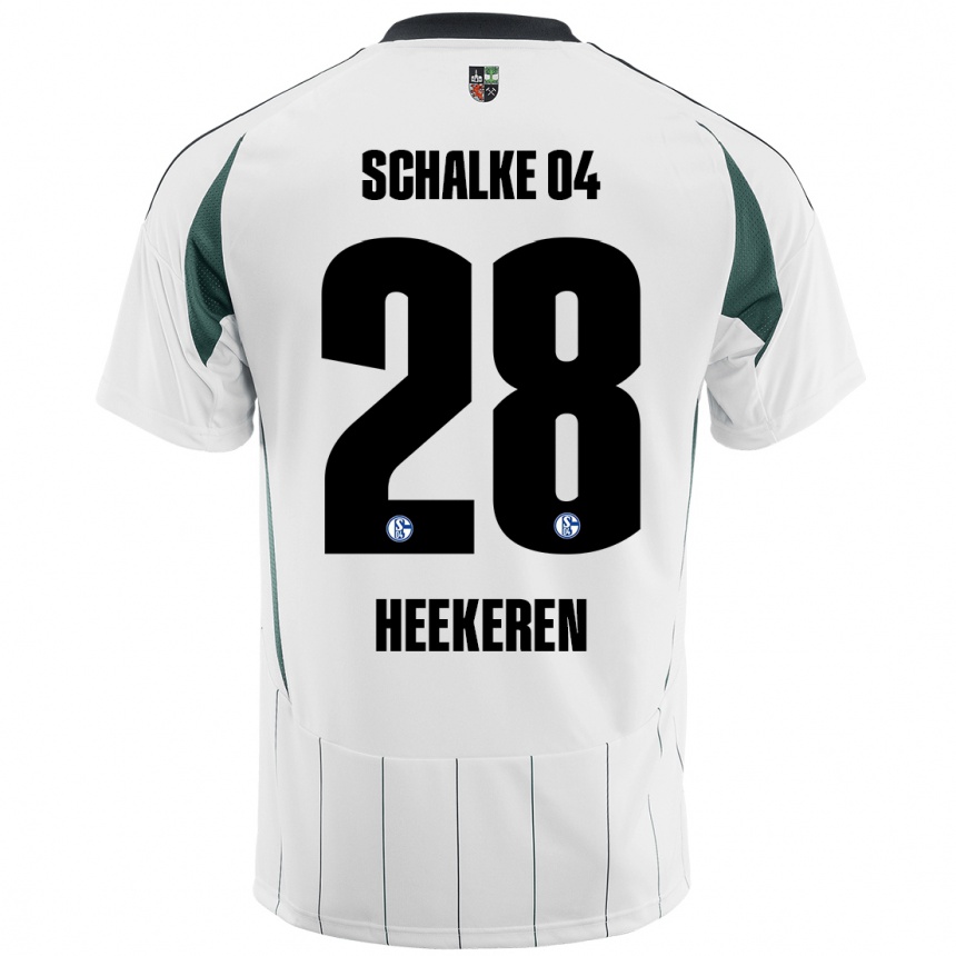 Kids Football Justin Heekeren #28 White Green Away Jersey 2024/25 T-Shirt Nz