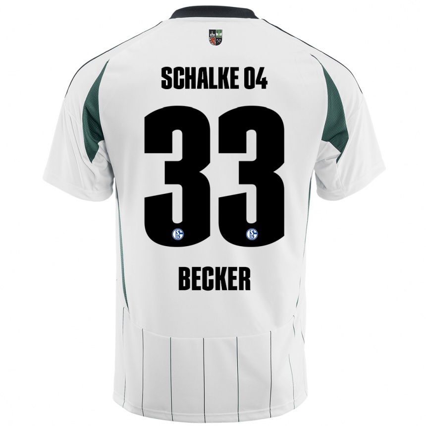 Kids Football Vitalie Becker #33 White Green Away Jersey 2024/25 T-Shirt Nz