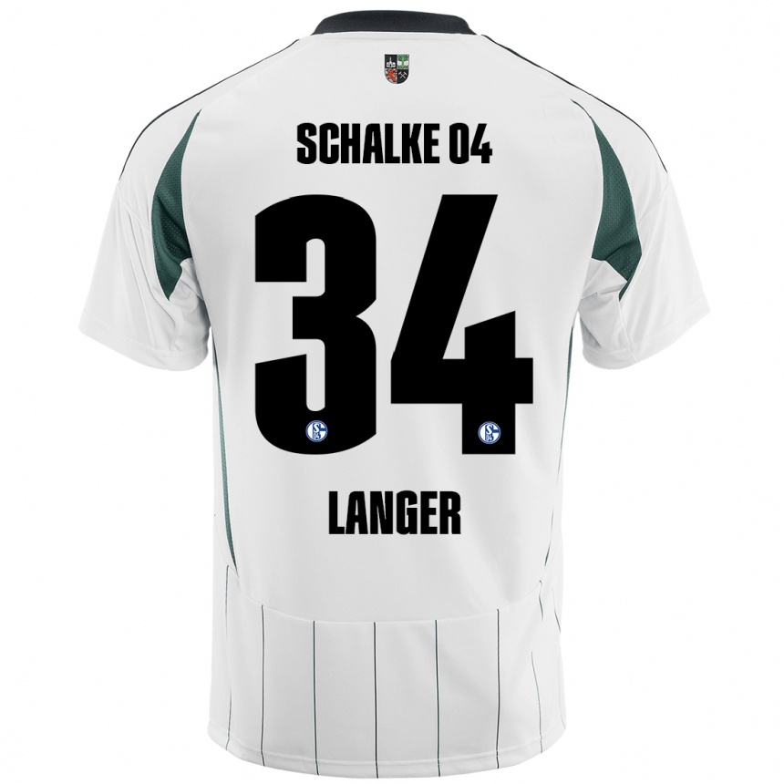 Kids Football Michael Langer #34 White Green Away Jersey 2024/25 T-Shirt Nz