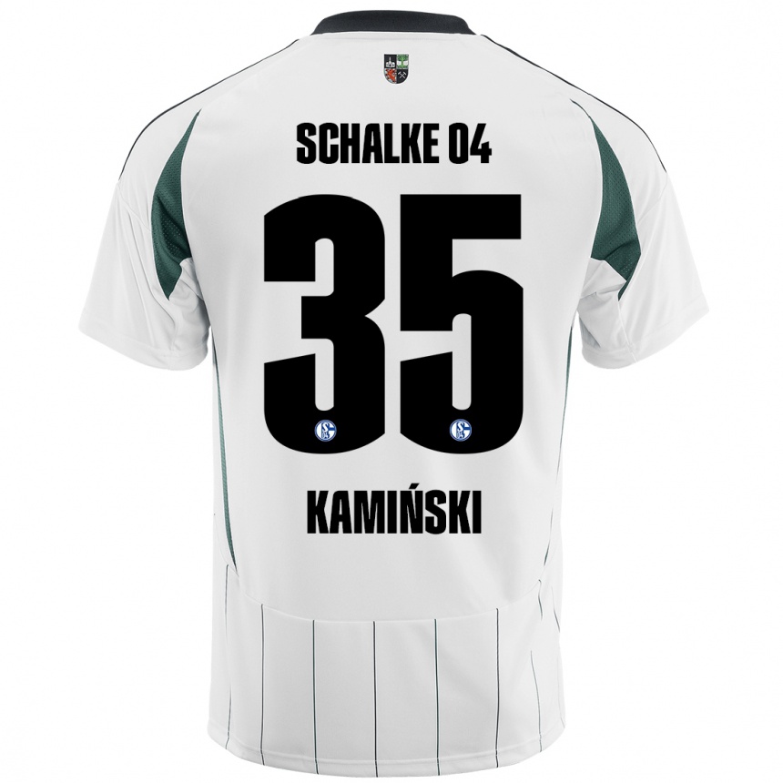 Kids Football Marcin Kaminski #35 White Green Away Jersey 2024/25 T-Shirt Nz