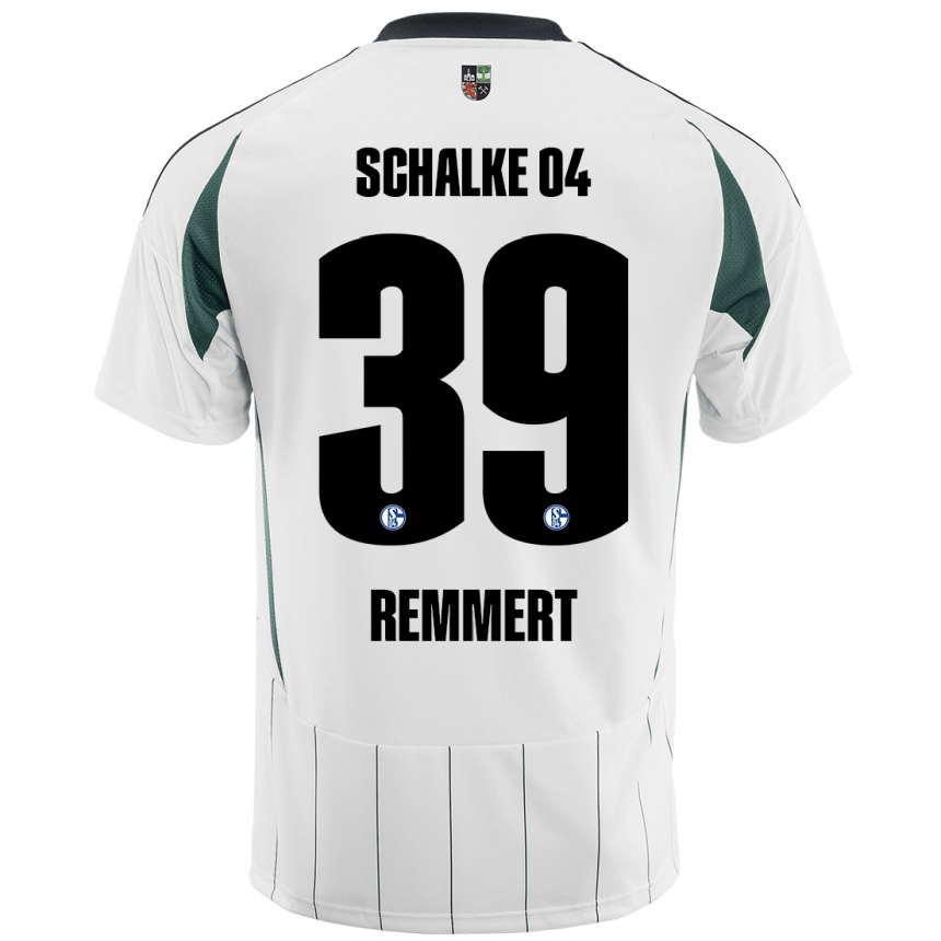 Kids Football Peter Remmert #39 White Green Away Jersey 2024/25 T-Shirt Nz