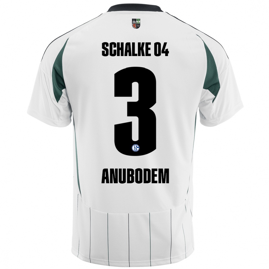 Kids Football Ngufor Anubodem #3 White Green Away Jersey 2024/25 T-Shirt Nz