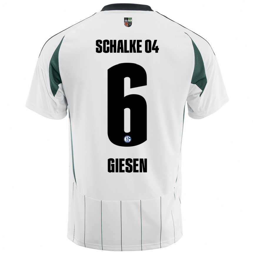 Kids Football Tim Giesen #6 White Green Away Jersey 2024/25 T-Shirt Nz