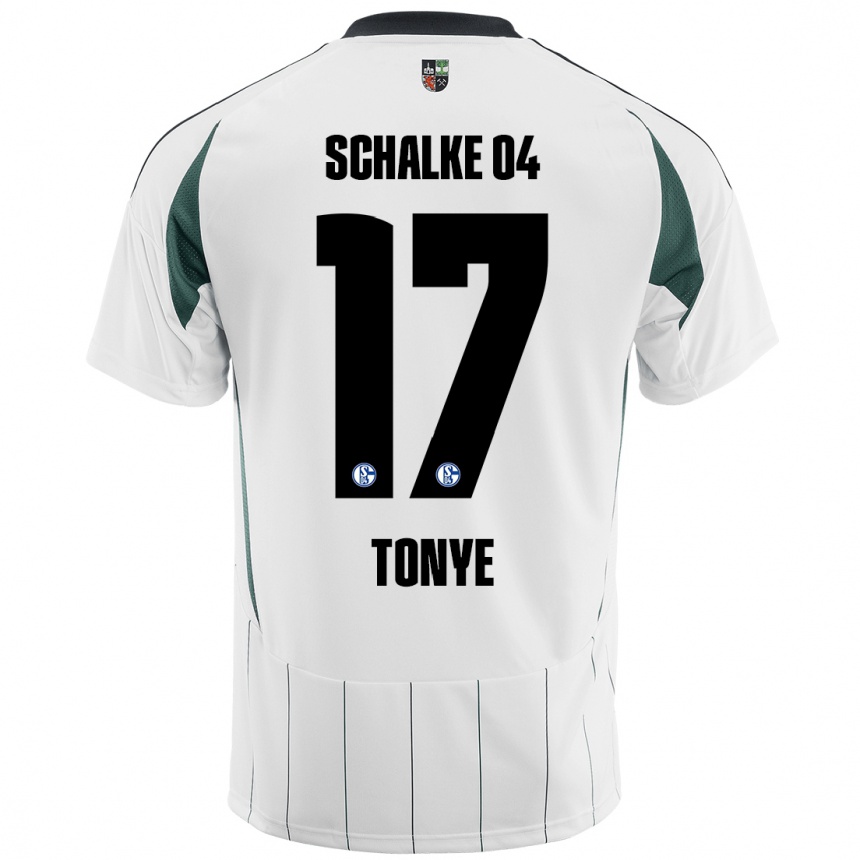 Kids Football Yannick Tonye #17 White Green Away Jersey 2024/25 T-Shirt Nz