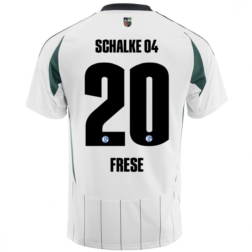 Kids Football Niklas Frese #20 White Green Away Jersey 2024/25 T-Shirt Nz