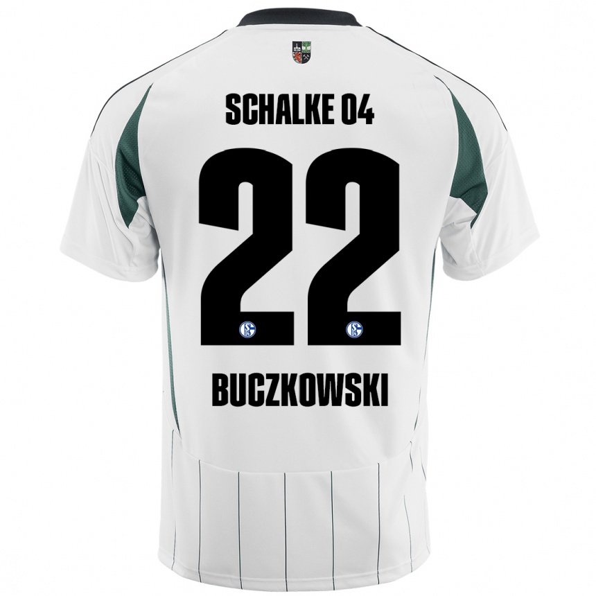 Kids Football Philip Buczkowski #22 White Green Away Jersey 2024/25 T-Shirt Nz