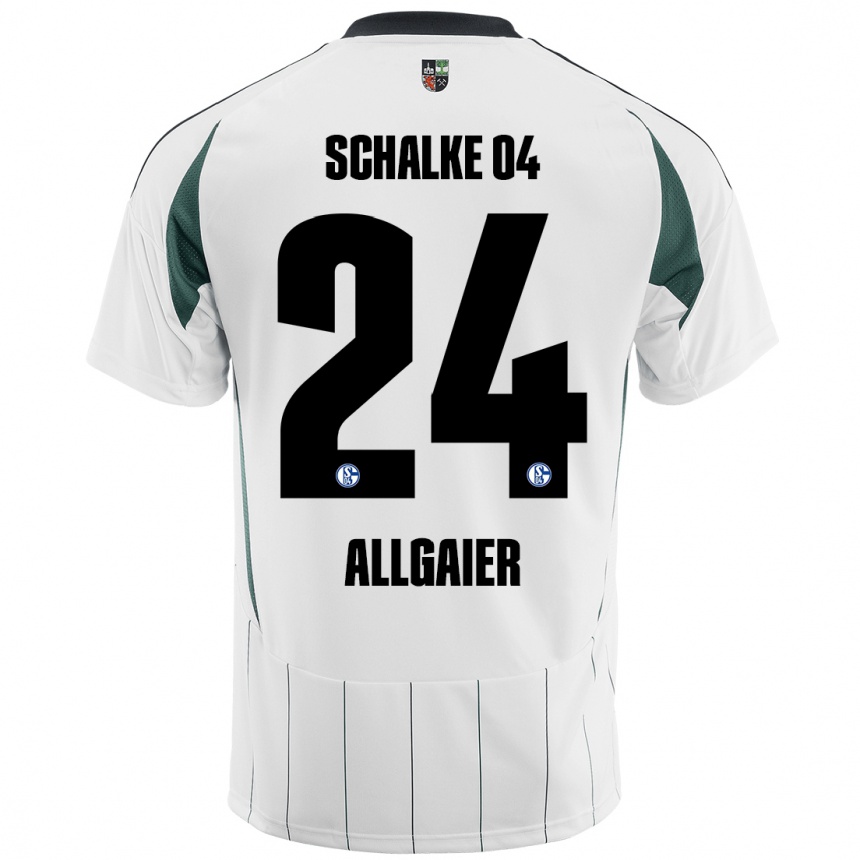 Kids Football Felix Allgaier #24 White Green Away Jersey 2024/25 T-Shirt Nz