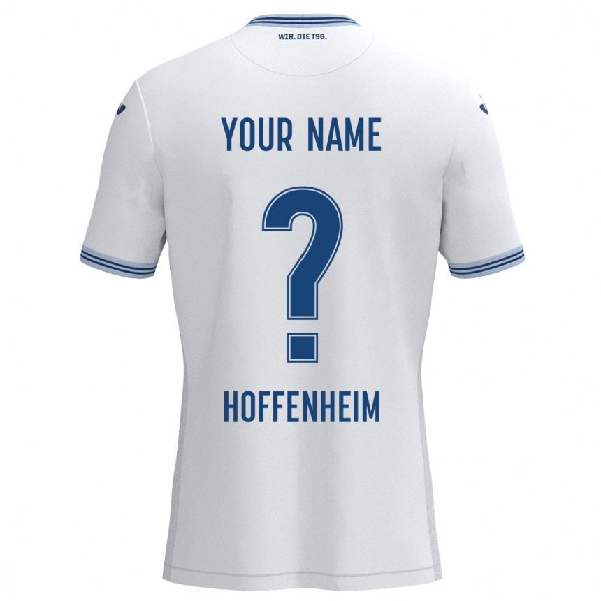 Kids Football Your Name #0 White Blue Away Jersey 2024/25 T-Shirt Nz