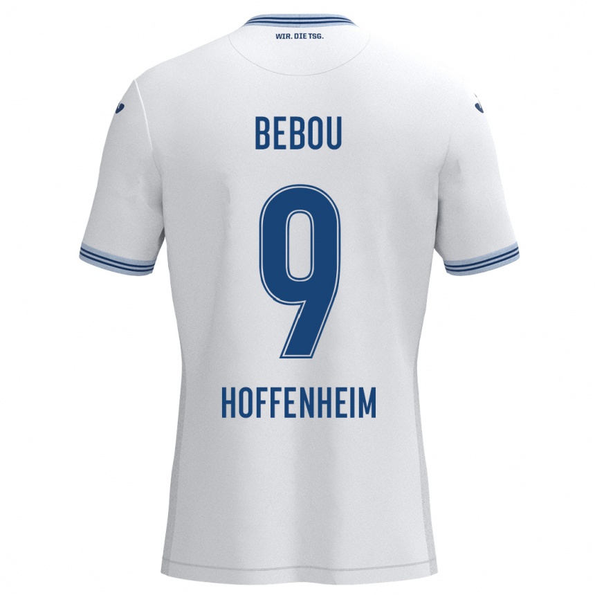 Kids Football Ihlas Bebou #9 White Blue Away Jersey 2024/25 T-Shirt Nz