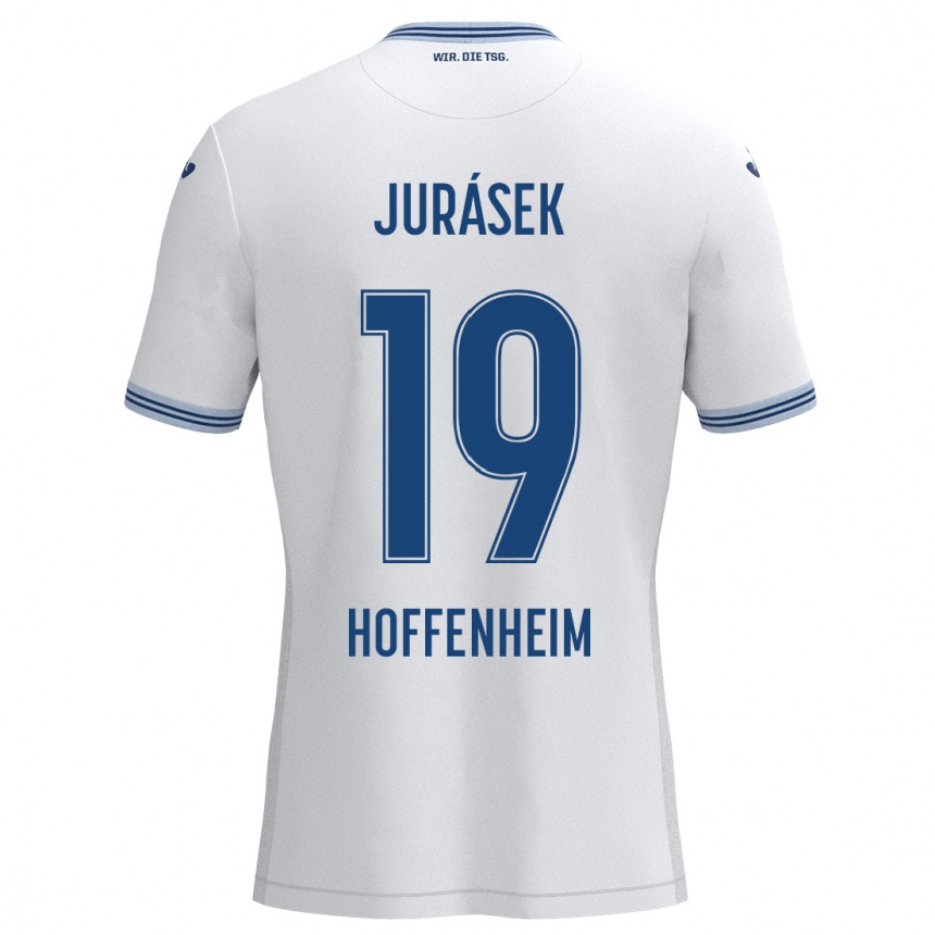 Kids Football David Jurásek #19 White Blue Away Jersey 2024/25 T-Shirt Nz