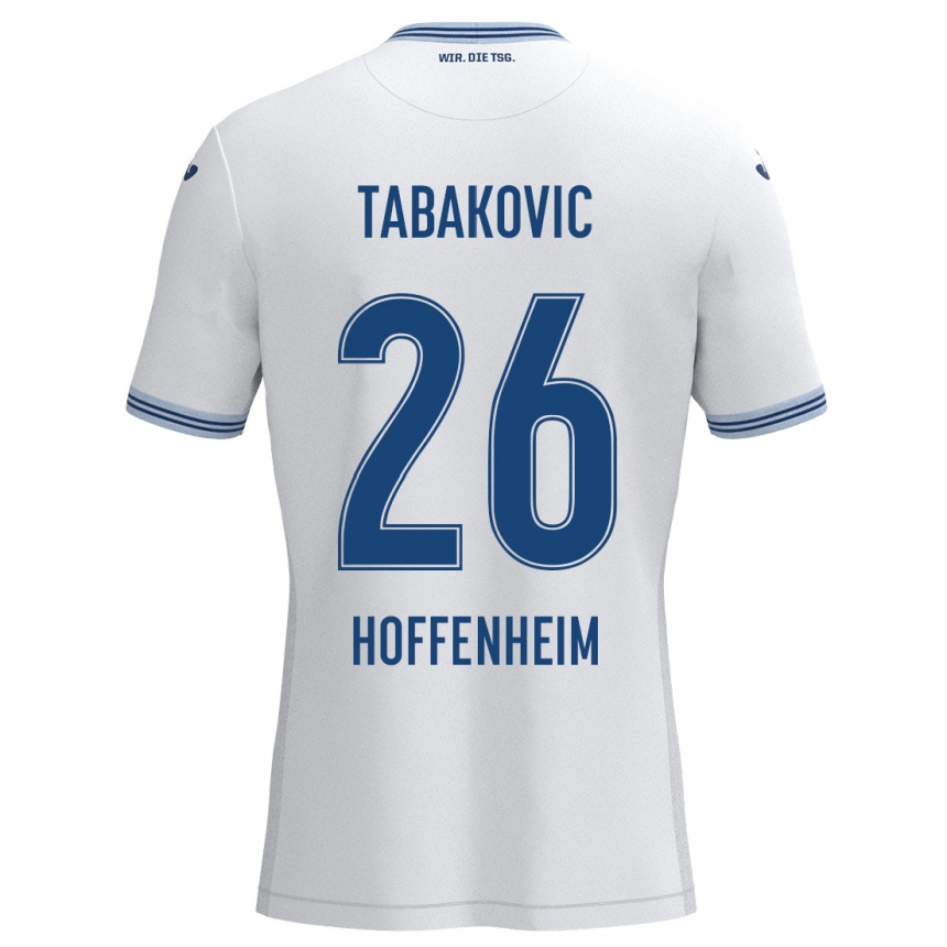 Kids Football Haris Tabakovic #26 White Blue Away Jersey 2024/25 T-Shirt Nz