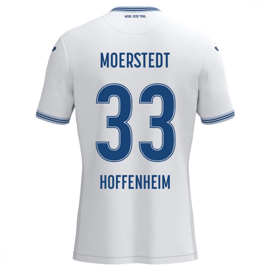 Kids Football Max Moerstedt #33 White Blue Away Jersey 2024/25 T-Shirt Nz