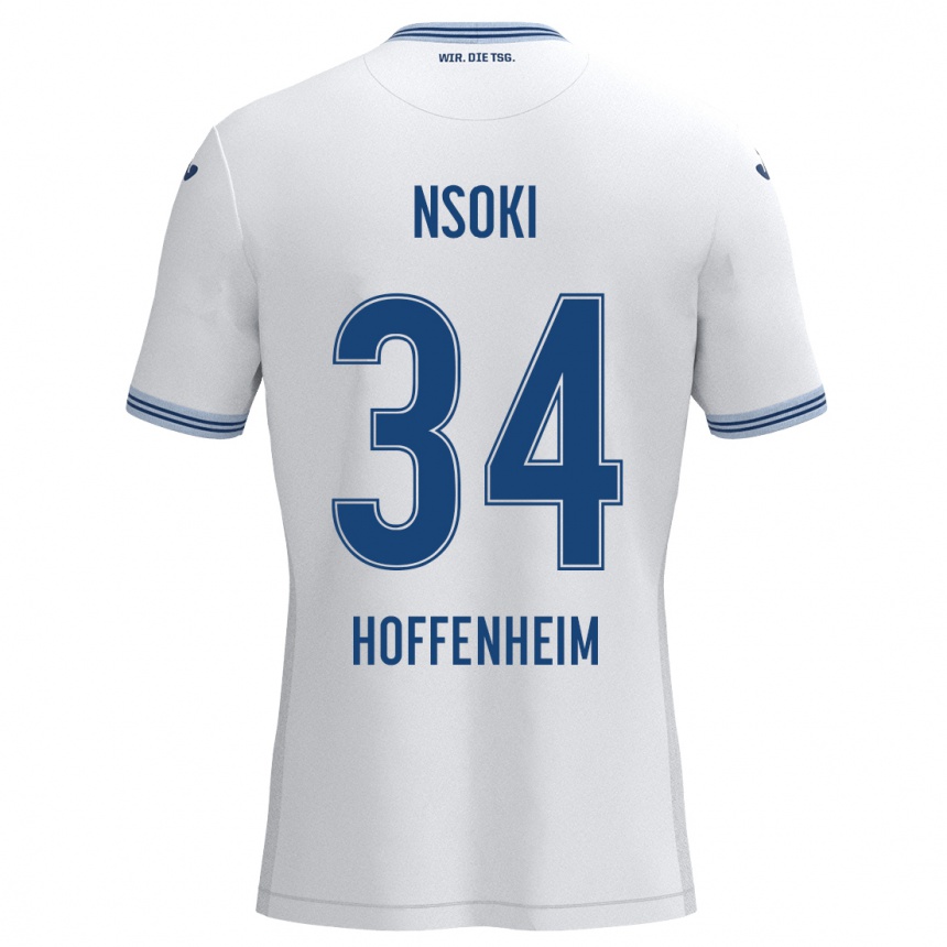 Kids Football Stanley Nsoki #34 White Blue Away Jersey 2024/25 T-Shirt Nz