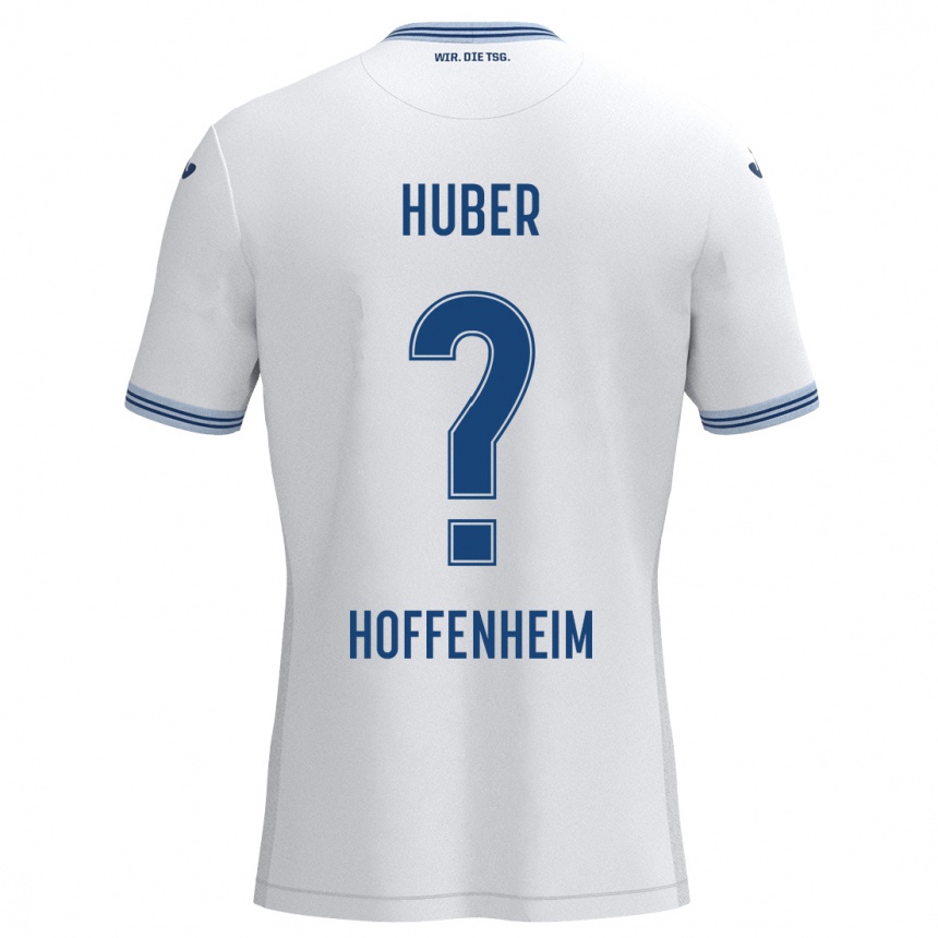 Kids Football Benedikt Huber #0 White Blue Away Jersey 2024/25 T-Shirt Nz